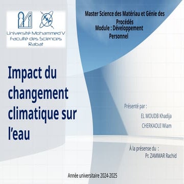 impact de changement climatique sur l'eau
