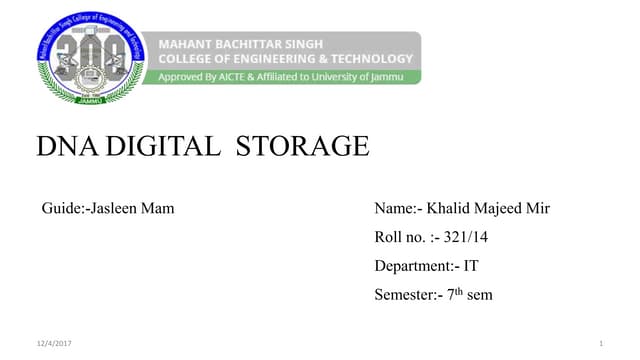  DNA STORAGE