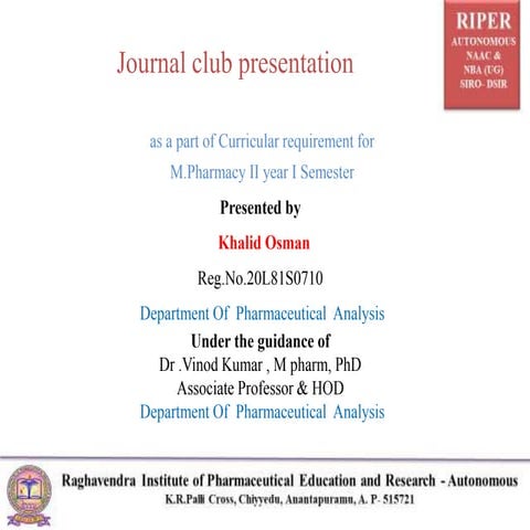 JOURNAL CLUB PRESENTATION (20L81S0710-PA)