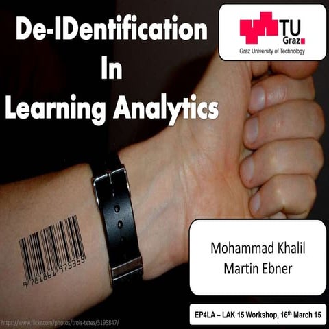 De-identification in Learning Analytics