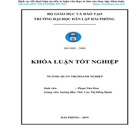 Đề Tài Khóa luận 2024 Một số giải pháp nâng cao hiệu quả sử dụng nguồn nhân l...