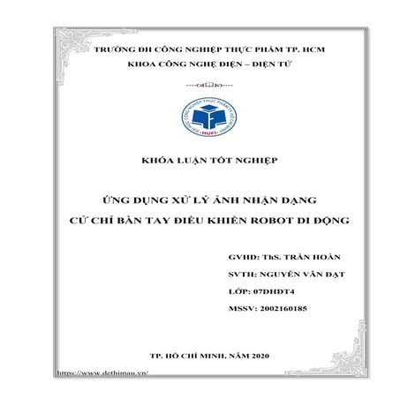 Khóa luận Ứng dụng xử lý ảnh nhận dạng cử chỉ bàn tay điều khiển Robot di động
