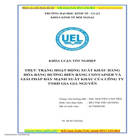 Khóa luận Thực trạng hoạt động xuất khẩu hàng hóa bằng đường biển bằng contai...