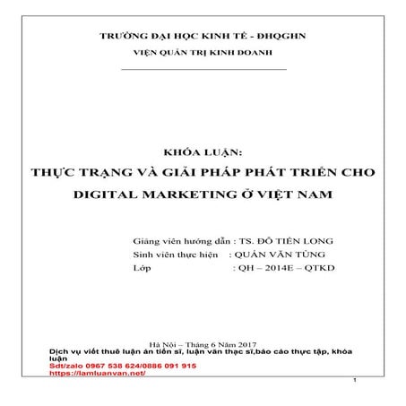 Đề tài khóa luận năm 2024 Thực trạng và giải pháp phát triển digital marketin...