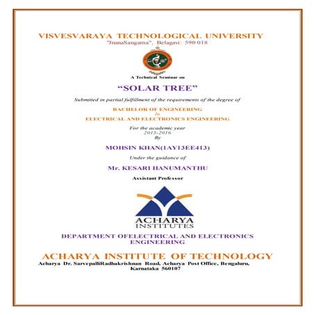 SOLAR TREE technical seminar report doc