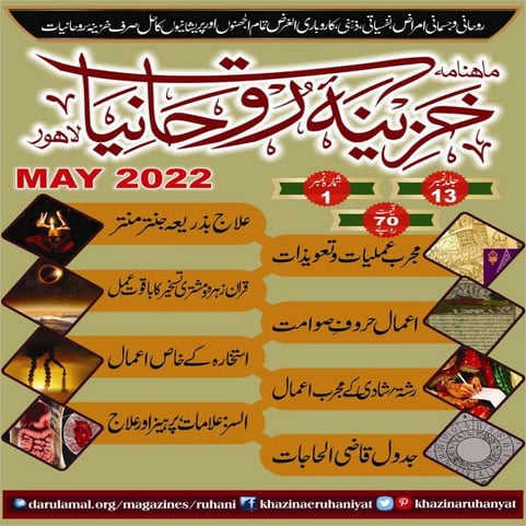 Monthly Khazina-e-Ruhaniyaat May'22 (Vol.13, Issue 1)
