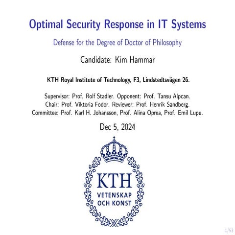 Optimal Security Response to Network Intrusions in IT Systems