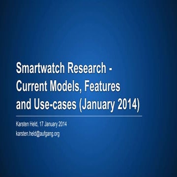 Karsten Held: SmartWatch Research - Current Models, Features & Use-Cases (Jan...