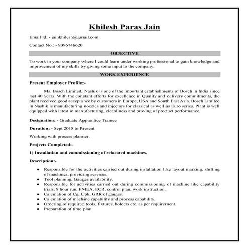 Khilesh resume