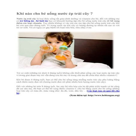 Khi nào cho bé uống nước ép trái cây