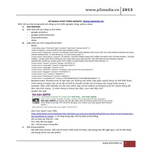 Kế hoạch S.E.O cho 01 website mới hoàn toàn - thực hiện từ khi thiết kế web...