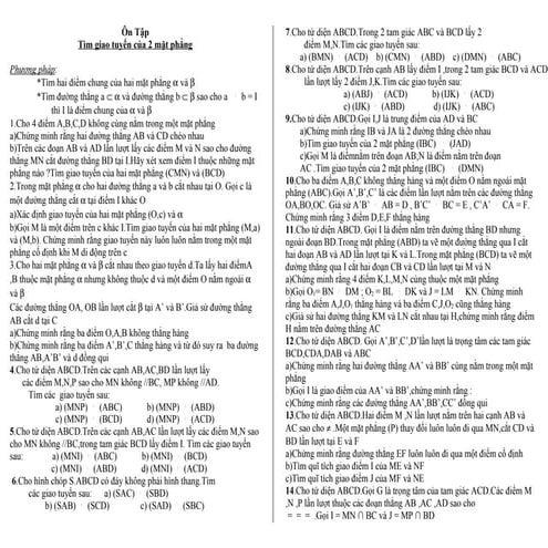 Kho bài tập hình không gian