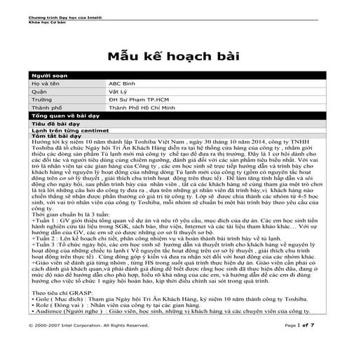 Kế hoạch bài dạy dự án