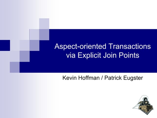 Aspect-oriented Transactions via Explicit Join Points