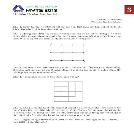 Đề thi VMTC lớp 3 năm 2019 | PDF