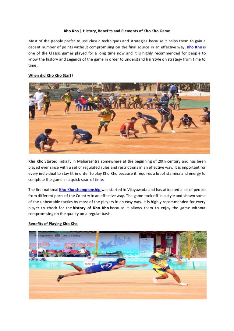 Kho kho history benefits and elements of kho kho game