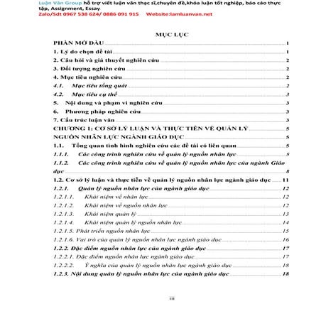 Khoá luận Quản lý nguồn nhân lực ngành Giáo dục của tỉnh Vĩnh Phúc