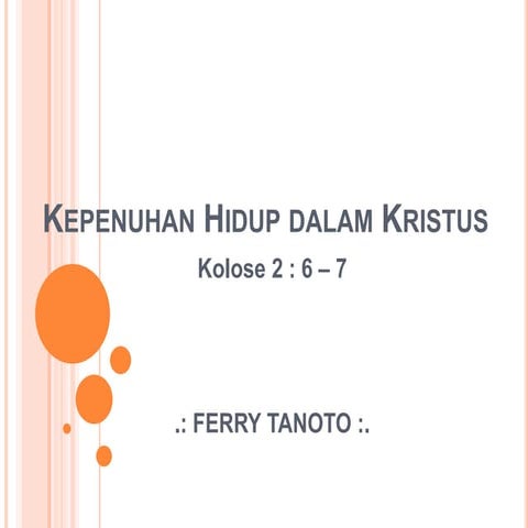 Kepenuhan Hidup Dalam Kristus