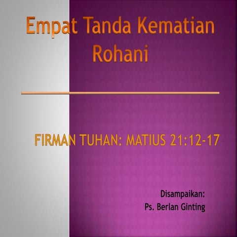 Empat Tanda Kematian Rohani