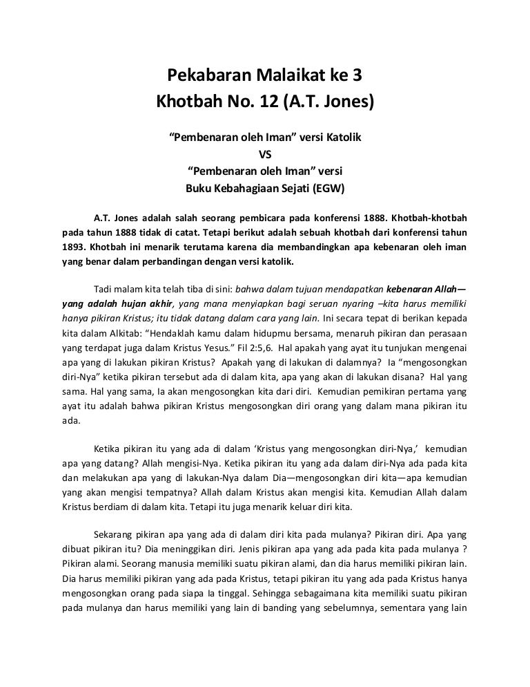 Khotbah Ke 12 A T Jones Gc Session 1893