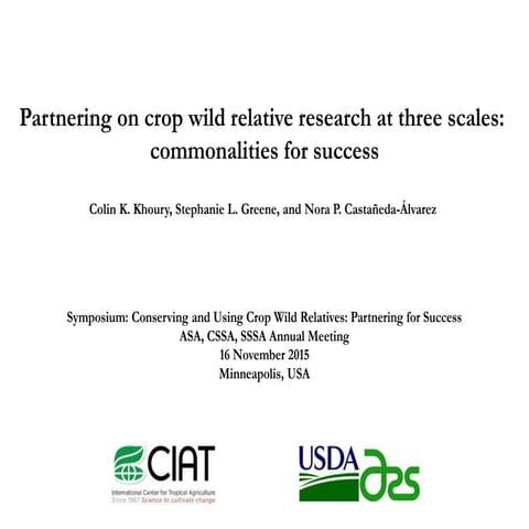 Partnering on CWR research at three scales: commonalities for success