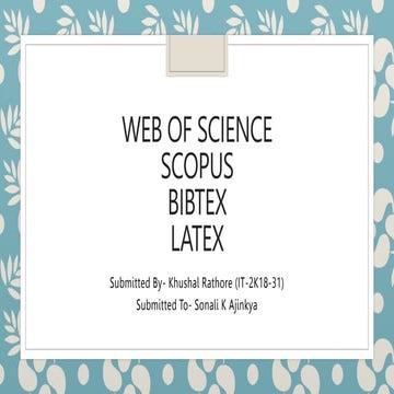 Web of science,Scopus,bibtex,latex