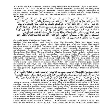 Kembali Taat Khutbah Ied Islam Pemuda Muslim