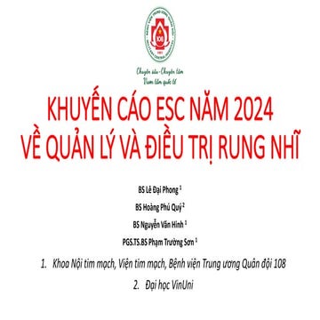 KHUYẾN CÁO ESC NĂM 2024 VỀ QUẢN LÝ VÀ ĐIỀU TRỊ RUNG NHĨ