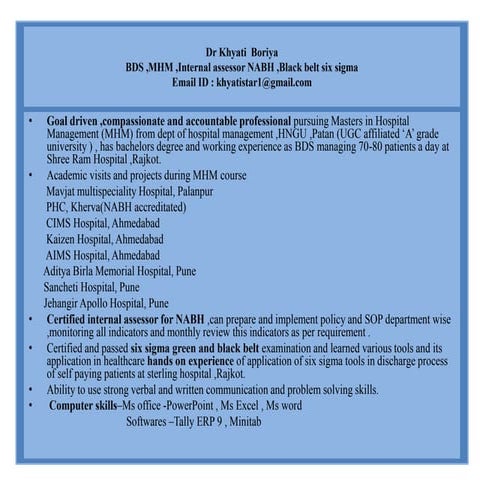 Dr Khyati Boriya resume