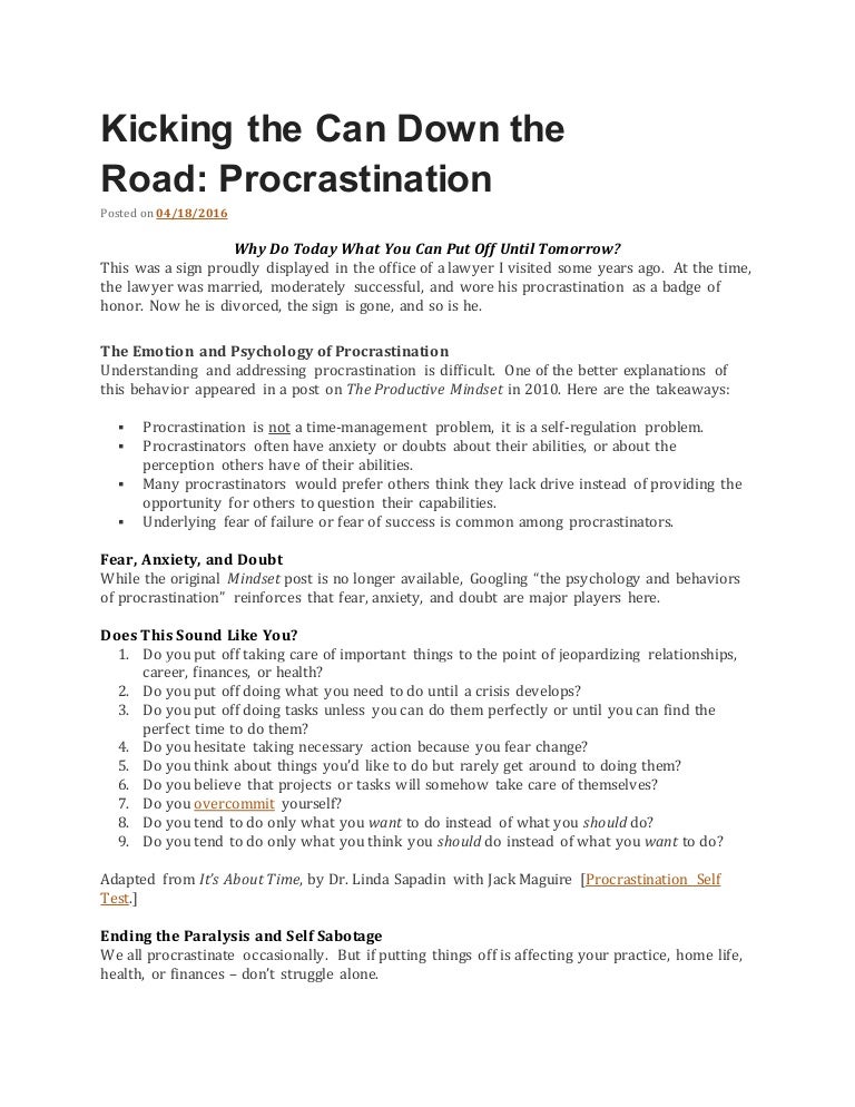 Kicking the can down the road