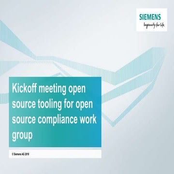 OpenChain Tooling Work Group Meeting #1 - Agenda Slides