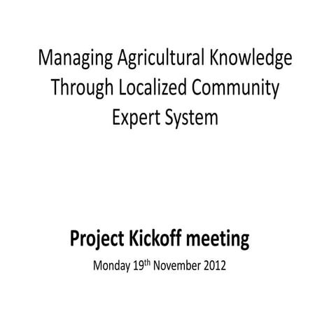 Managing Agricultural Knowledge Through Localized Community Expert System