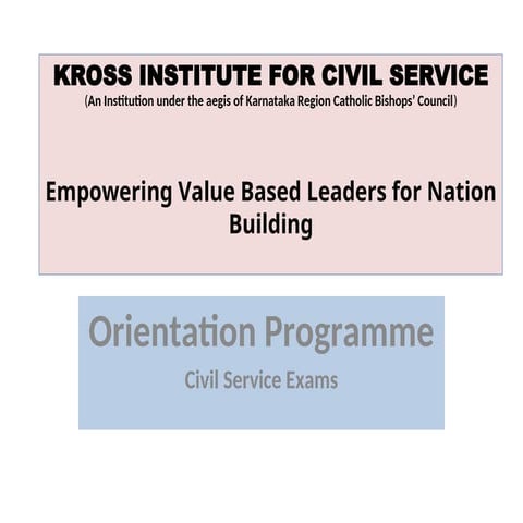 Comprehensive Orientation on Civil Service Examination Structure and ...