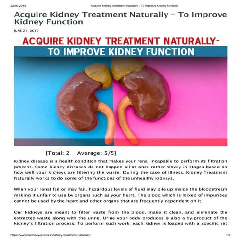 Kidney treatment naturally