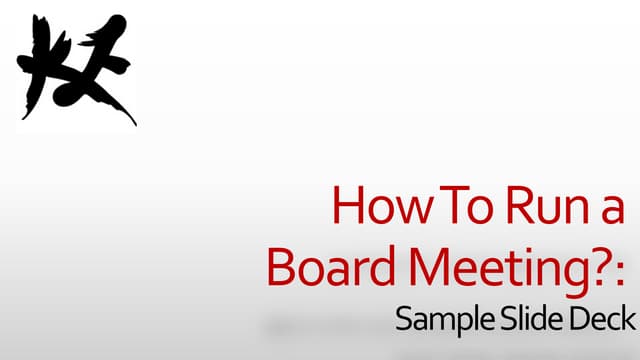 How to Run a Board Meeting: Sample ...