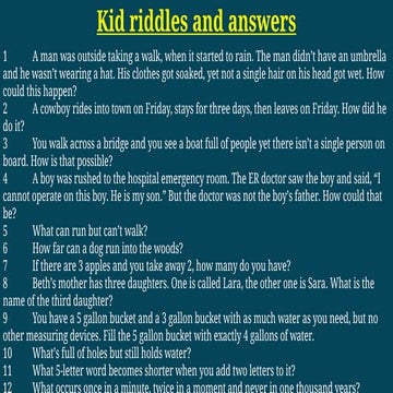 Kid riddles and answers | PDF
