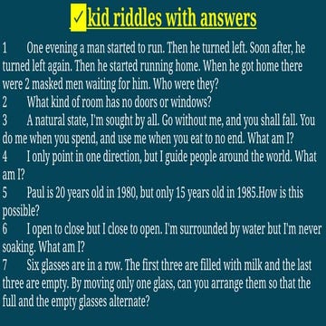 ✅kid riddles with answers | 90 fails to answer |