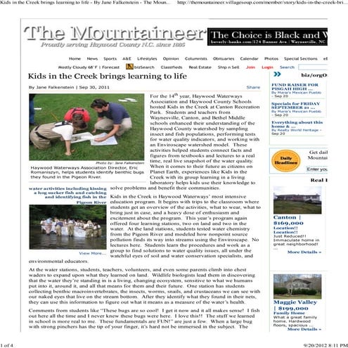 Kids In the Creek brings learning to life