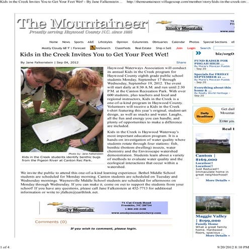 Kids In the Creek invites you to get your feet wet!