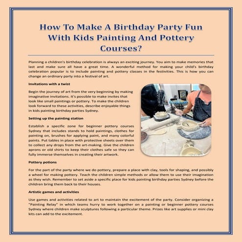 kids Painting Birthday Parties In Sydney