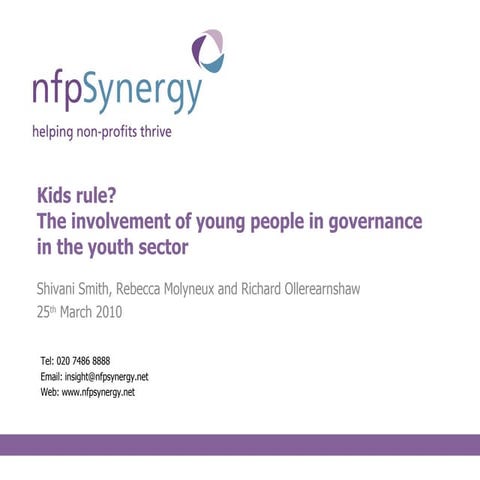 Kids Rule The Involvement Of Young People In Governance In The Youth Sector 