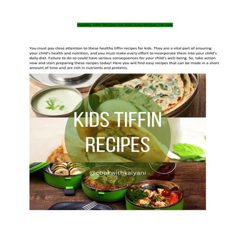 kids tiffin recipes | PDF