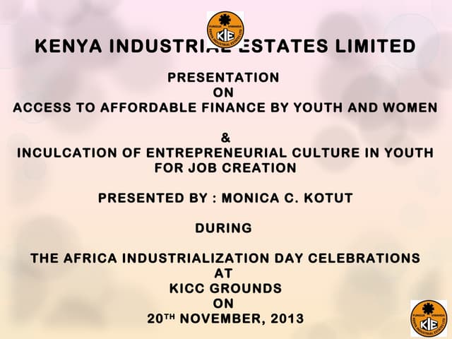 Kie   presenation-aid- youth credit and training nov 2013
