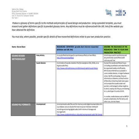 Kieran dixon sound recording glossary  improved