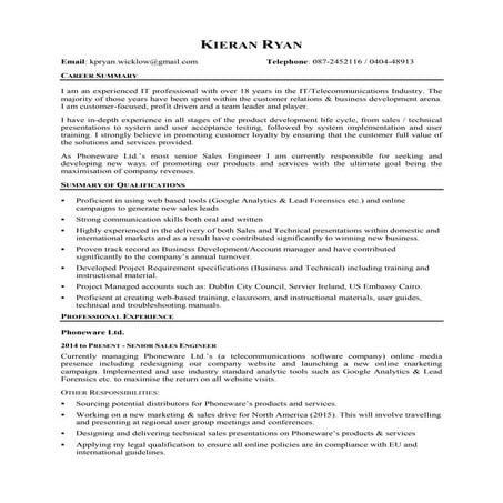 Kieran Ryan CV (November 2014)
