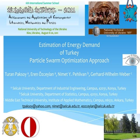 Estimation of Energy Demand  of Turkey  Particle Swarm Optimization Approach