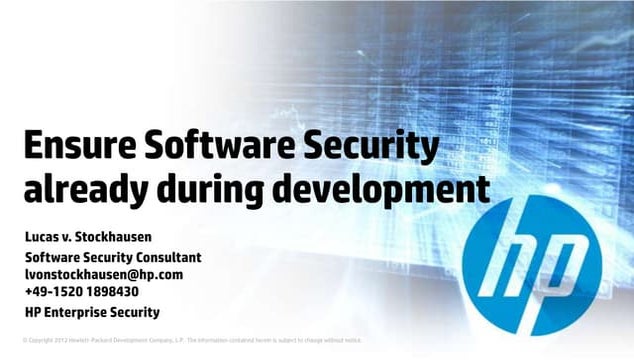 Ensure Software Security already during development