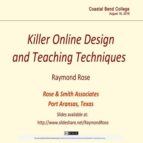 Killer Online Design and Teaching Techniques