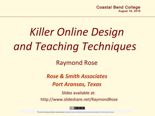 Killer Online Design and Teaching Techniques