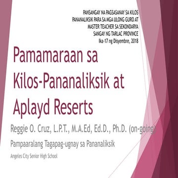 Kilos pananaliksik at aplayd reserts